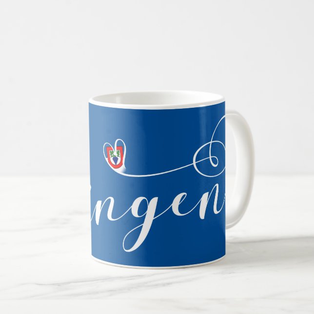 Herz der Flagge Büsingen am Hochrhein Kaffeetasse (VorderseiteRechts)