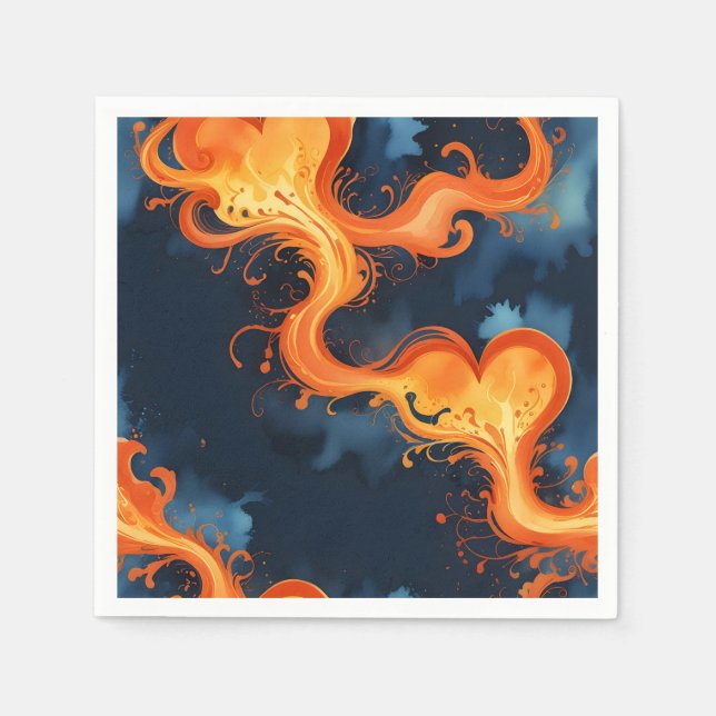 Herz der Flammen Feuer & Himmel Serviette (Vorderseite)