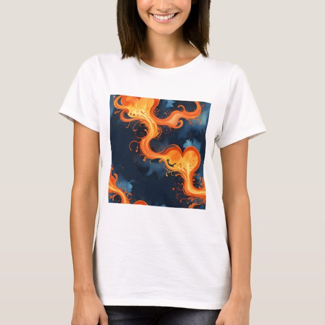 Herz der Flammen Feuer & Himmel T-Shirt (Vorderseite)