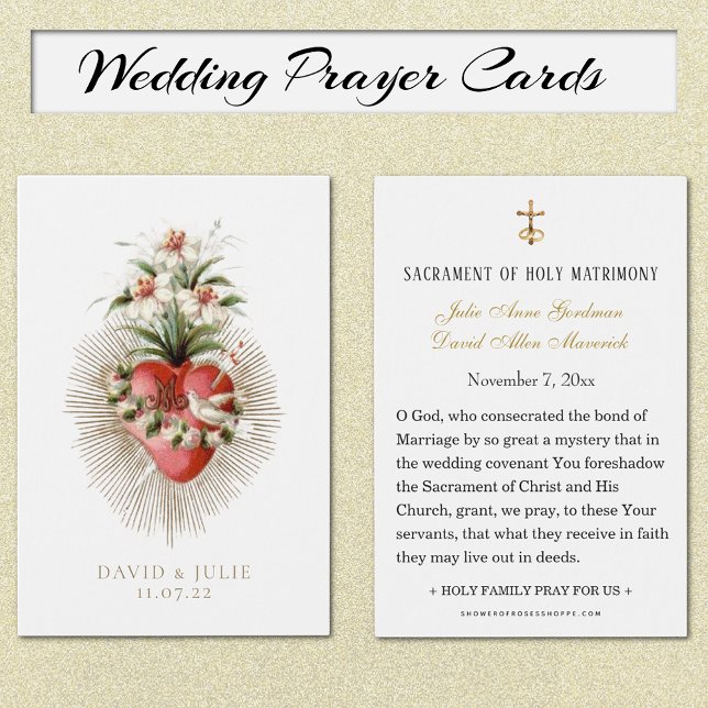 Herz der katholischen Hochzeitskarte (Traditional Immaculate Heart of Mary Wedding Prayer Cards)