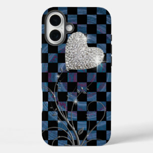 Herz der Liebe - Muster der Schachbretter iPhone 16 Plus Hülle