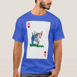 Herz, der mit Katze Karten spielt T-Shirt