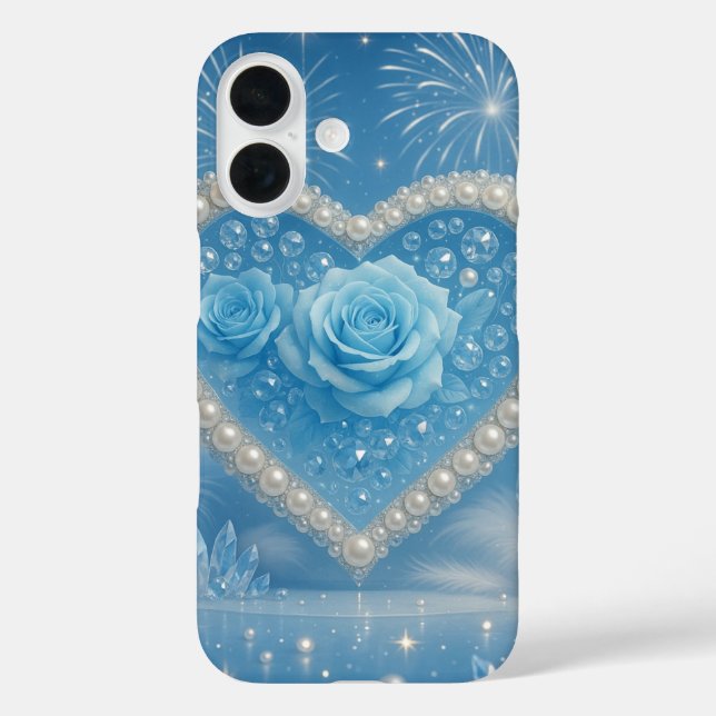 Herz der Perlen und Blue Rose iPhone Case - Fanta (Rückseite)