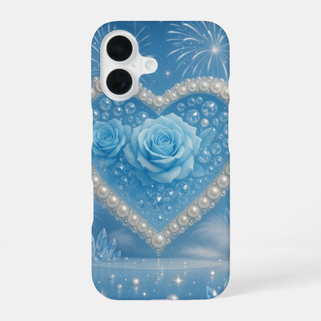 Herz der Perlen und Blue Rose iPhone Case - Fanta 16 Hülle (Rückseite)