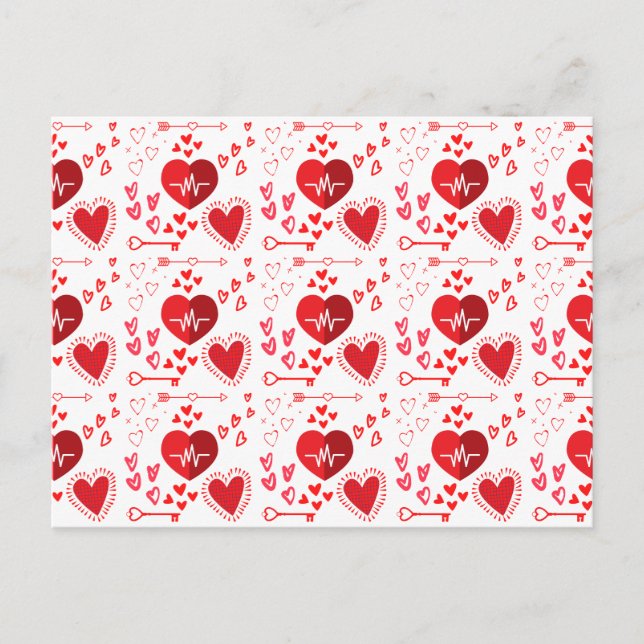 Herz der roten Liebe und Pfeile Postkarte (Vorderseite)