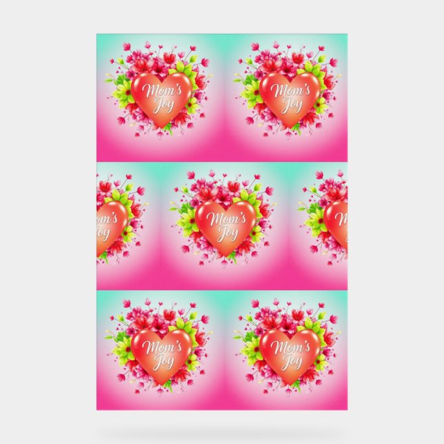 Herz der strahlenden Freude der Mama Acrylschild (Vorderseite)