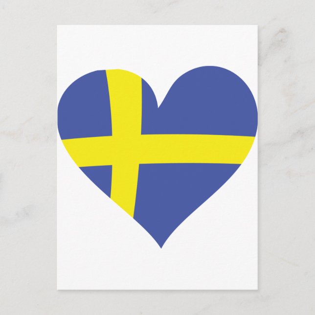 Herz der süßen Liebe - schwedische Flagge Postkarte (Vorderseite)