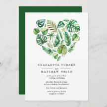 Herz der tropischen Foliage Hochzeit Einladung