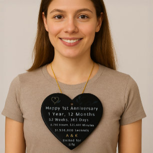 Herz des 1. Jahrestags Keramik Ornament