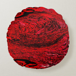 Herz des Chaos – Unendliche rote Spirale Rundes Kissen