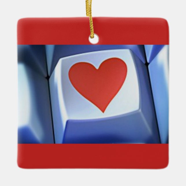 HERZ DES COMPUTERS FÜR DIE COMPUTERPERSON KERAMIKORNAMENT (Vorderseite)