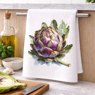 Herz des Gartens: Artichoke in Wasserfarbe Geschirrtuch