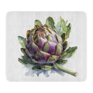 Herz des Gartens: Artichoke in Wasserfarbe Schneidebrett