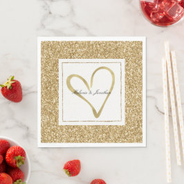 Herz des Goldenen Glitzy Glitzer Personalisierte H Serviette
