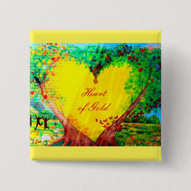 Herz des Goldknopfes 2 Button (Vorderseite)