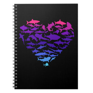 Herz des Hais Hai Lover Farbenfrohe Meereswelt Notizblock