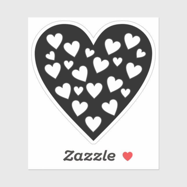 Herz des Herzens - Weiße Herzen am Schwarzen Herze Aufkleber (Blatt)