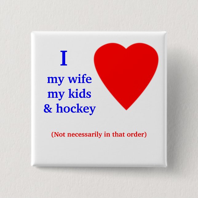 Herz des Hockey-I meine Ehefrau Button (Vorderseite)