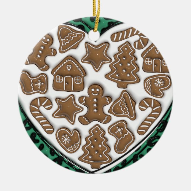 "Herz des Lebkuchenschmucks" Keramik Ornament (Vorne)