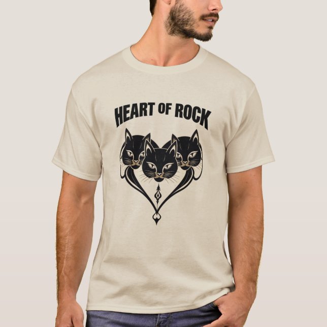 Herz des Rocks – Dreifache Katzenpower T-Shirt (Vorderseite)