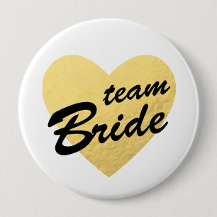 Herz des Team-Braut-Abzeichens   Gold Button