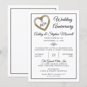 Herz Diamanten 60. Hochzeitstagfeier Einladung