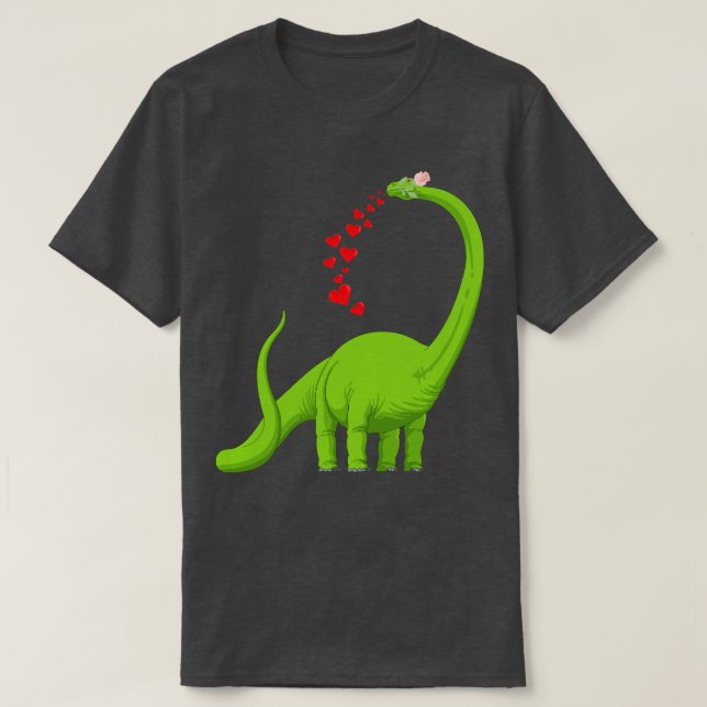 Herz Dinosaurier Brachiosaurus Niedlicher Valentin T-Shirt (Design vorne)