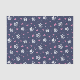 Herz-Doodle-Muster mit Pfotenabdruck zum Valentins Seidenpapier