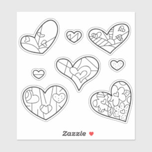 Herz-Doodles Benutzerdefinierte Vinyl-Färb-Stick Aufkleber