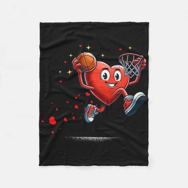Herz-Dunking Valentinstag Basketball Kinder  Fleecedecke (Vorderseite)