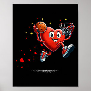 Herz-Dunking Valentinstag Basketball Kinder Poster