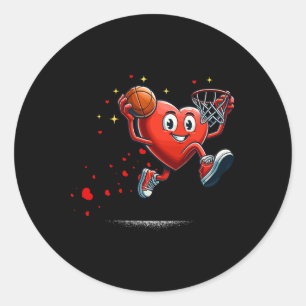 Herz-Dunking Valentinstag Basketball Kinder Runder Aufkleber