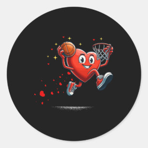 Herz Dunking Valentinstag Basketball Kinder Runder Aufkleber