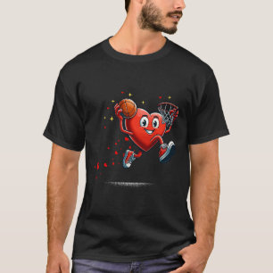 Herz Dunking Valentinstag Basketball Kinder T-Shirt