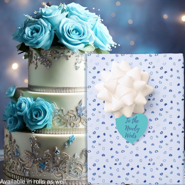Herz - Dunkles Blau auf hellblau Geschenkpapier Set (Hearts - Dark Blue on Light Blue Wrapping Paper Sheets-cake-by Leapfroglisics Shop)