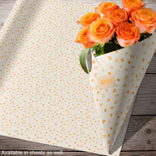 Herz - Dunkles Orange auf leichter Orange - Rollen Geschenkpapier