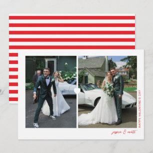 Herz-Duo-Weiß Valentinstag Fotokarte Feiertagskarte