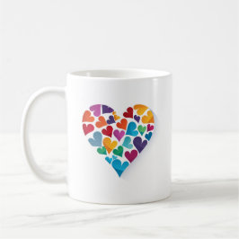 Herz, eigener Text, Regenbogenfarben, individuell  Kaffeetasse