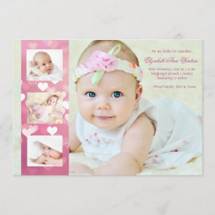 Herz-EIN-Viel - Foto-Geburts-Mitteilung Ankündigung