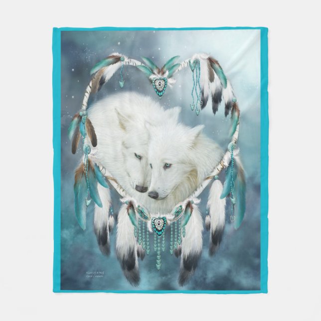 Herz einer Wolf-Kunst-Fleece-Decke Fleecedecke (Vorderseite)