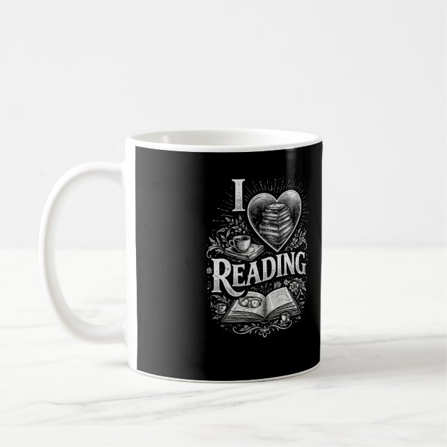 Herz eines Buchliebhabers Kaffeetasse (Links)