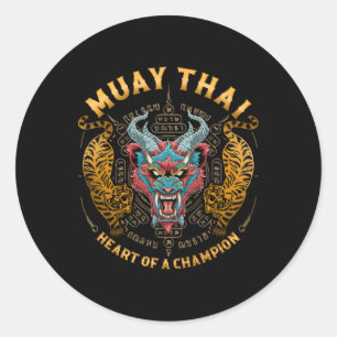 Herz eines Champions - Kickboxen und Muay Thai Däm Runder Aufkleber