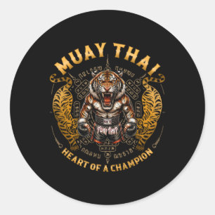 Herz eines Champions - Kickboxen und Muay Thai Fra Runder Aufkleber