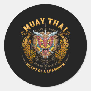 Herz eines Champions - Kickboxen und Muay Thai Lio Runder Aufkleber