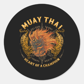 Herz eines Champions - Kickboxen und Muay Thai Oni Runder Aufkleber