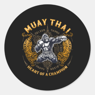 Herz eines Champions - Kickboxen und Muay Thai Str Runder Aufkleber