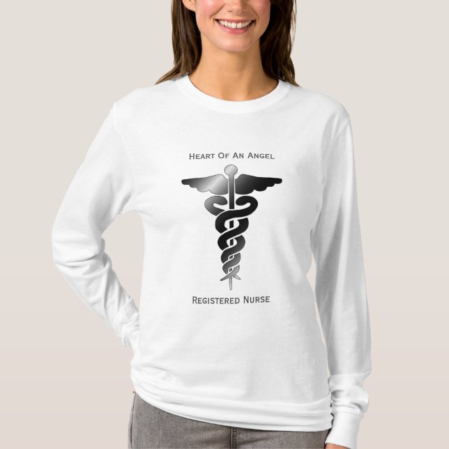 Herz eines Engels: Registrierte Krankenschwester-T T-Shirt (Vorderseite)