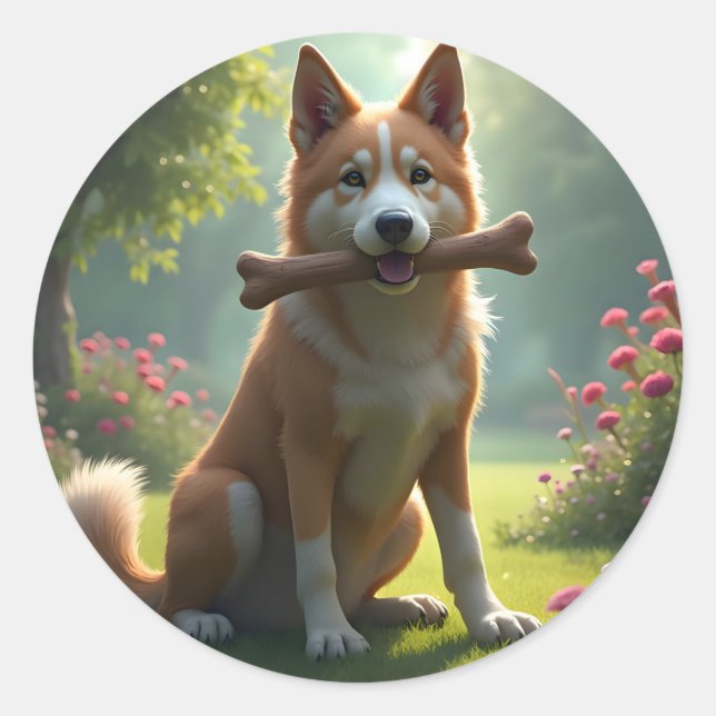Herz eines Hundes -  Runder Aufkleber (Vorderseite)