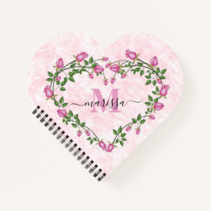 Herz eines rosa Blumenheftes Notizbuch