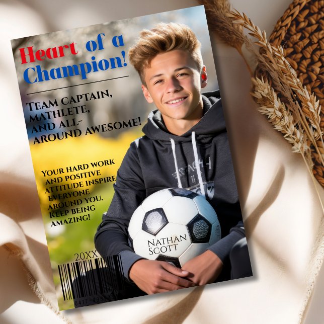 Herz eines Titelblatts des Champion-Magazins Feiertagskarte (Heart of a Champion magazine cover Holiday Card)